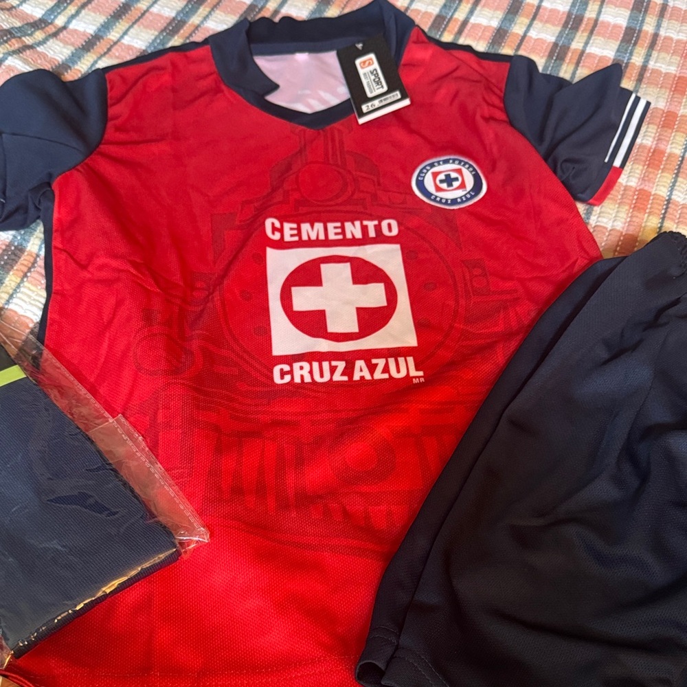 Kids Red & Navy Soccer Jersey